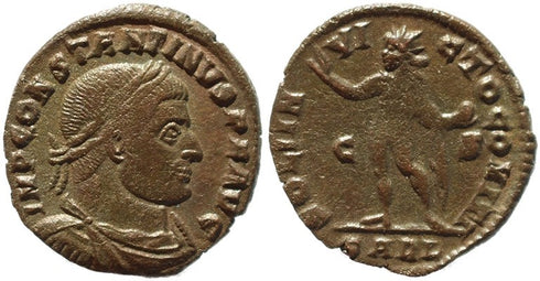 Roman coin of Constantine I - SOLI INVICTO COMITI - Arlelate